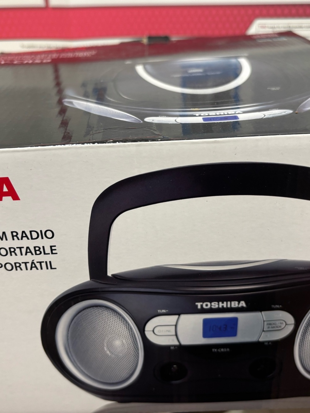 Toshiba Black Portable CD/Radio Boombox with Blue Display